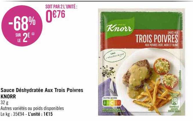 sauce déshydratée aux trois poivres knorr