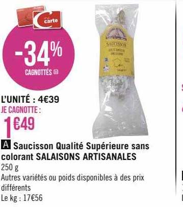saucisson qualité supérieure sans colorant salaisons artisanales