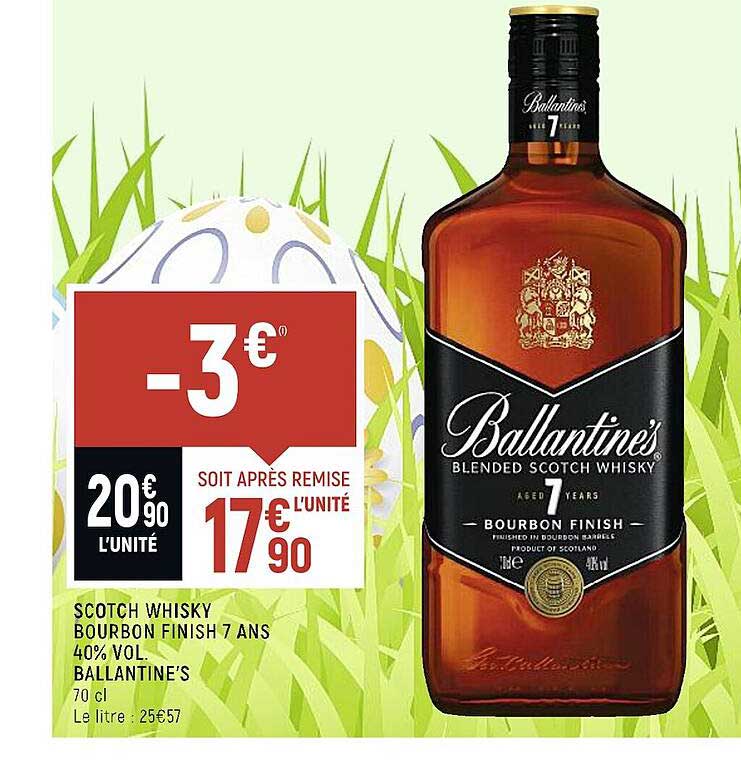 scotch whisky bourbon finish 7 ans 40% vol. ballantine's