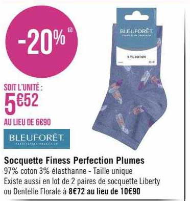 socquette finess perfection plumes bleuforêt
