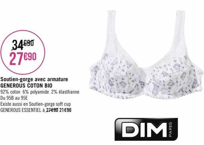 soutien-gorge avec armature generous coton bio dim paris