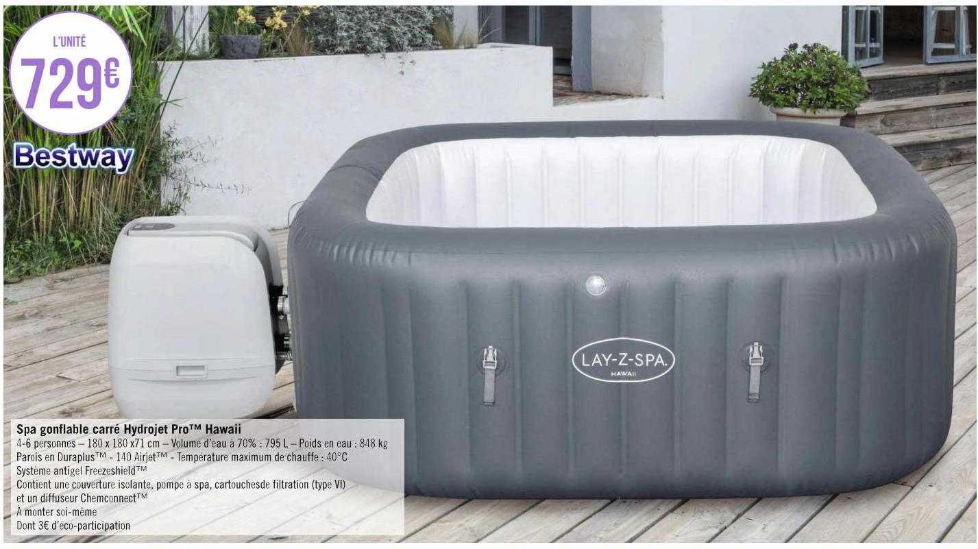 spa gonflable carré hydrojet pro hawaii bestway