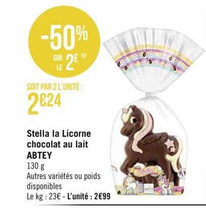stella la licorne chocolat au lait abtey