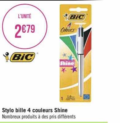 Stylo Bille 4 Couleurs Shine Bic