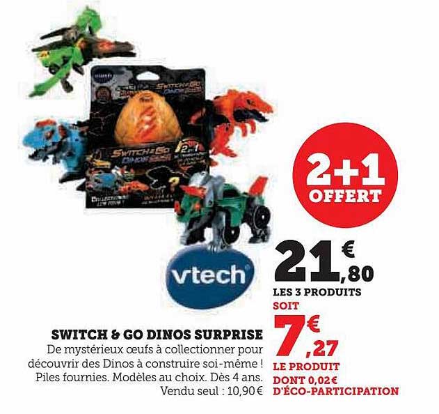 switch & go dinos surprise vtech 2+1 offert