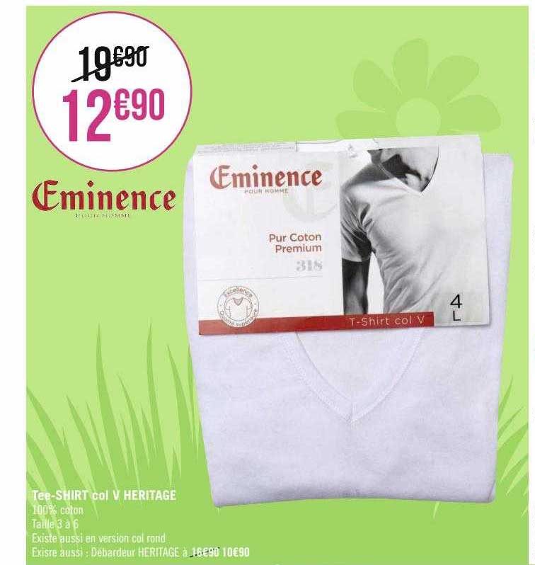 tee-shirt col v héritage éminence pour homme
