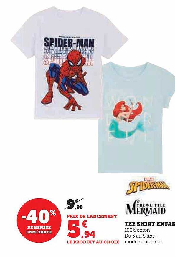 tee shirt enfant the little mermaid marvel spider-man