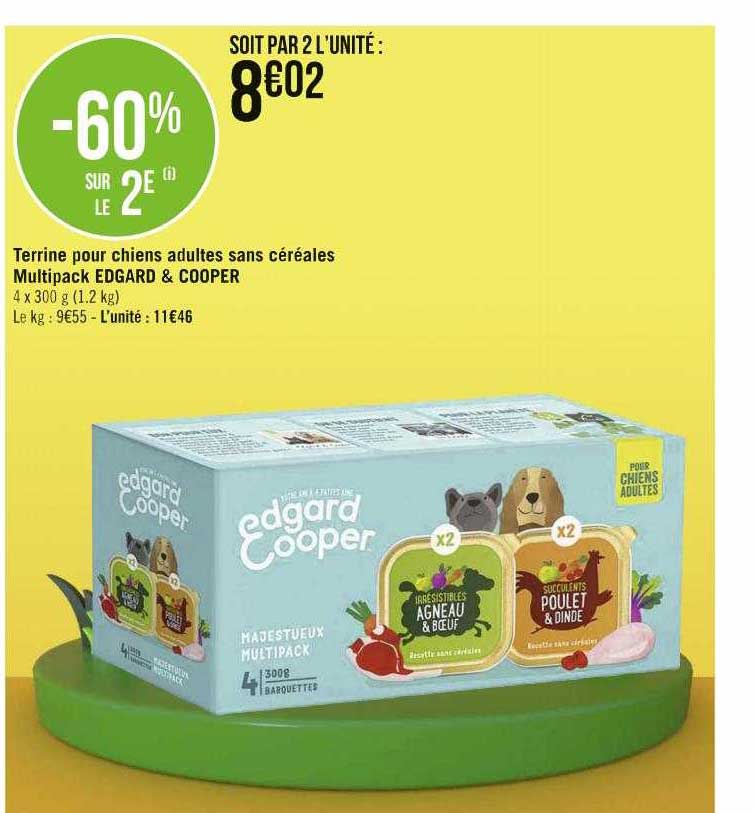 terrine pour chiens adultes sans céréales multipack edgard & cooper