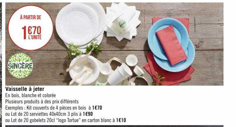 vaisselle à jeter sincère