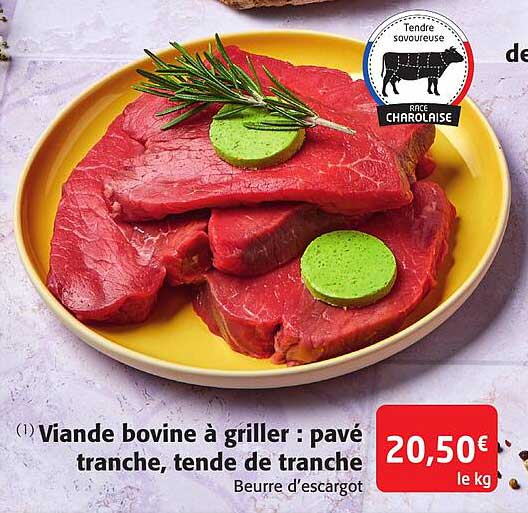 viande bovine à griller : pavé tranche tende de tranche
