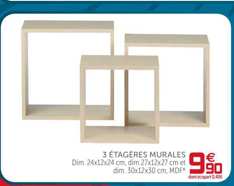 3 étagères murales