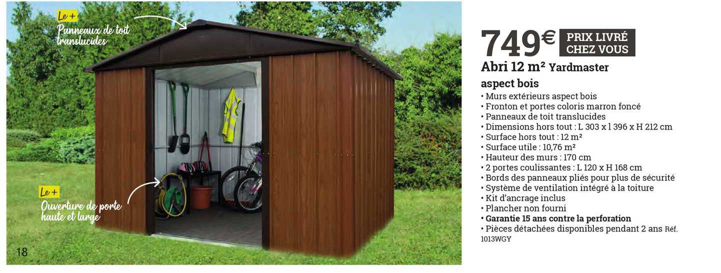 abri 12 m² yardmaster aspect bois