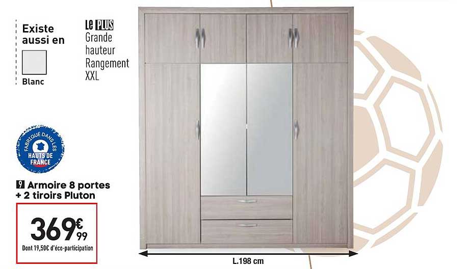 Armoire 8 Portes + 2 Tiroirs Pluton