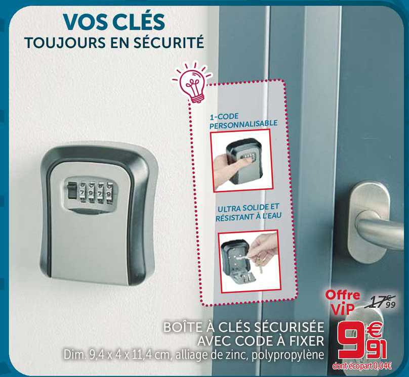 boîte à clés sécurisée avec code à fixer