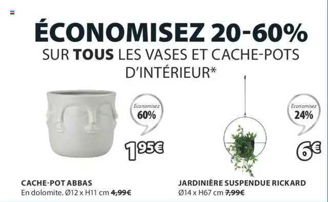 cache-pot abbas, jardinière suspendue rickard