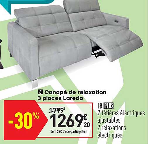 canapé de relaxation 3 places laredo
