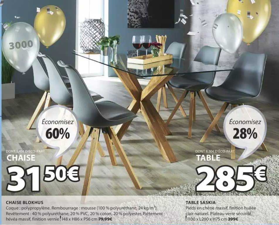 chaise blockhus, table saskia