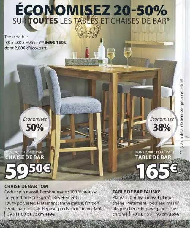 chaise de bar tom, table de bar fauske