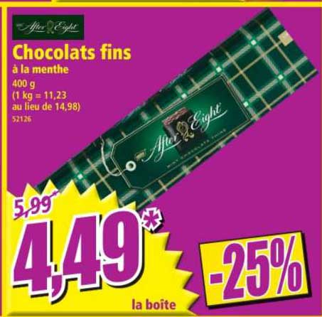 chocolats fins à la menthe after eight