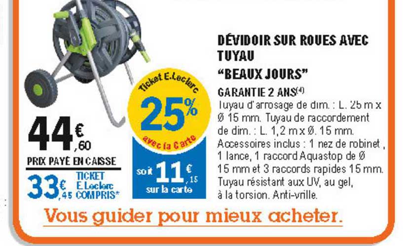 dévidoir sur roues avec tuyau "beaux jours"