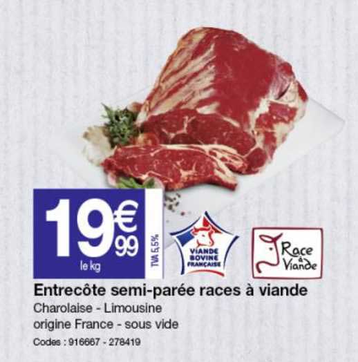 entrocôte semi-parée races à viande