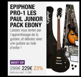 epiphone pro-1 les paul junior pack ebony
