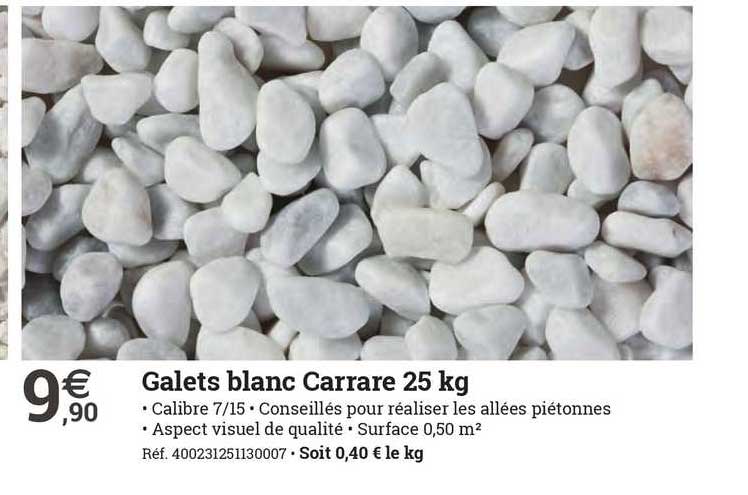 galets blanc carrare 25 kg