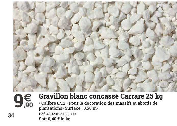 gravillon blanc concassé carrare 25 kg