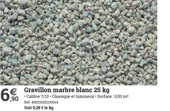 gravillon marbre blanc 25 kg