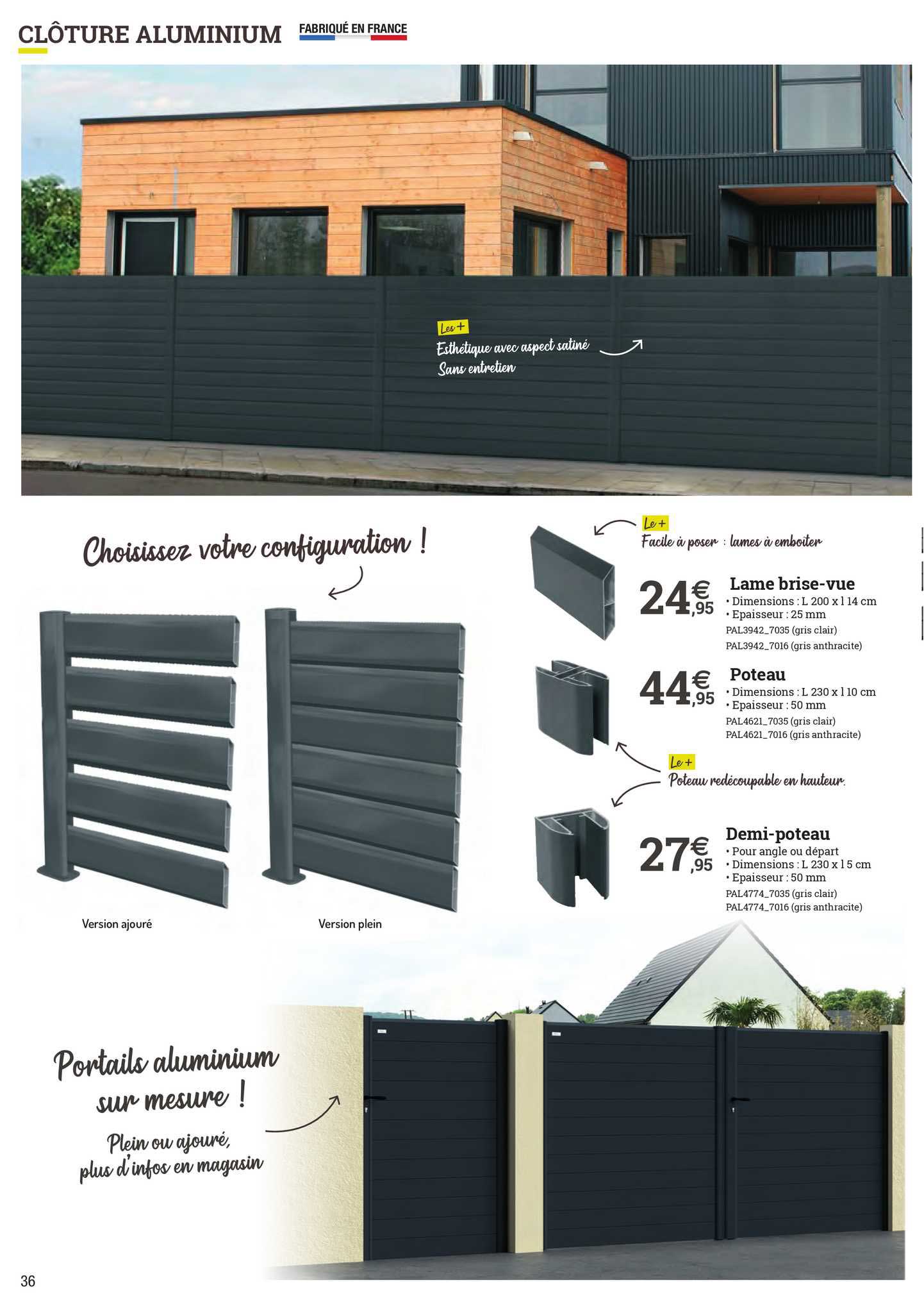 lame brise-vue, poteau, demi-poteau