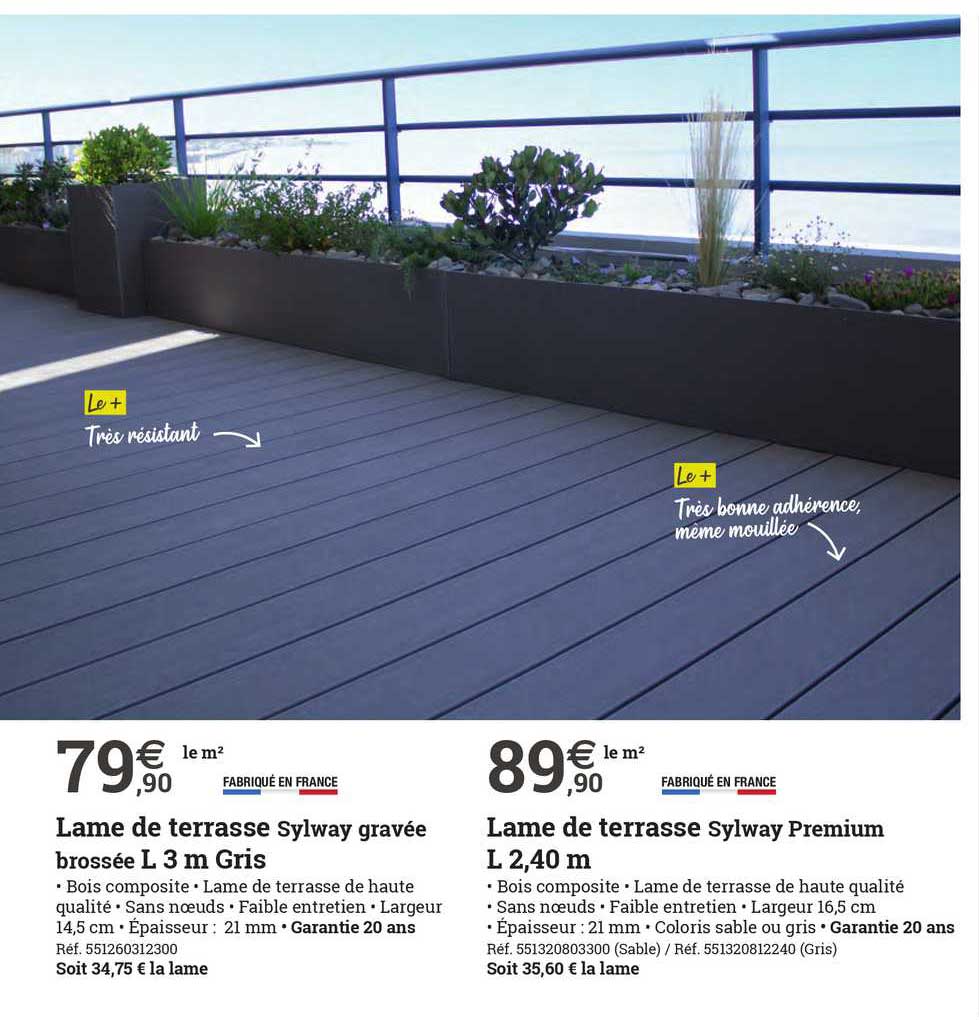 lame de terrasse sylway gravée, lame de terrasse sylway premium