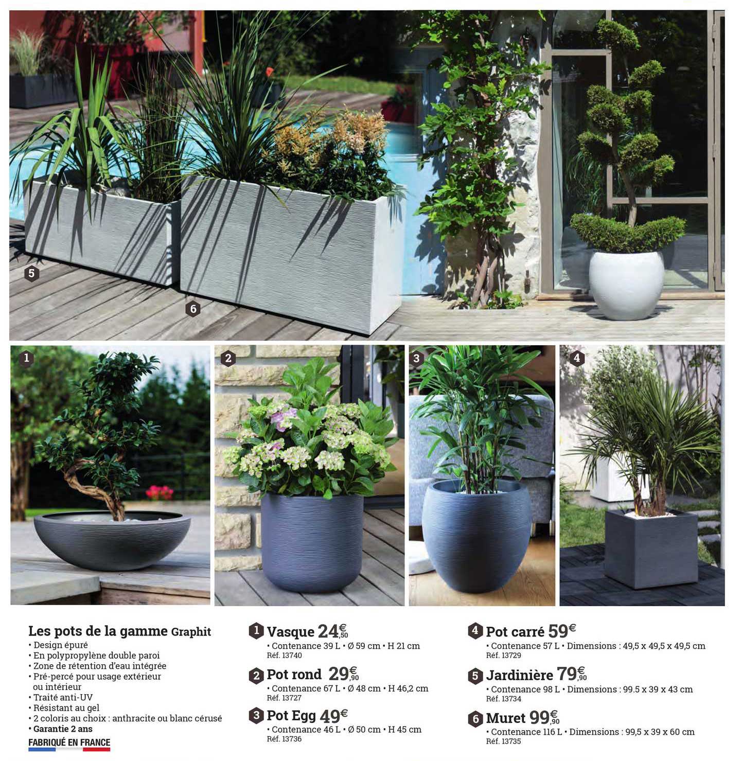 les pots de la gamme graphit