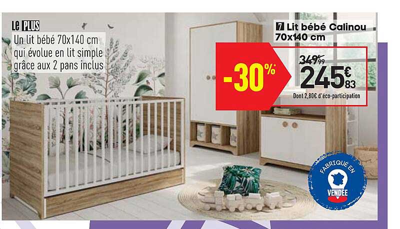lit bébé calinou 70 x 140 cm