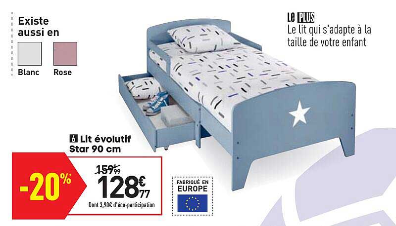 lit évolutif star 90 cm