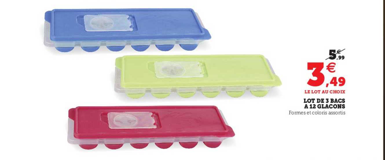 lot de 3 bacs a12 glaçons