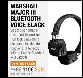 marshall major iii bluetooth voice black