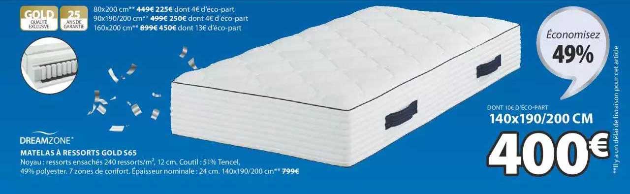 Matelas à Ressorts Gold S65 Dreamzone