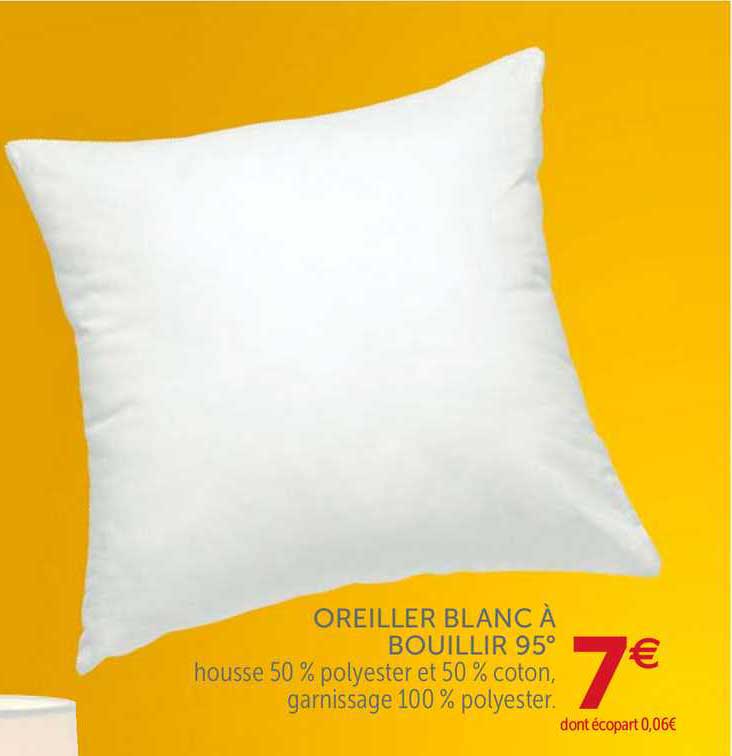 oreiller blanc à bouillir 95°