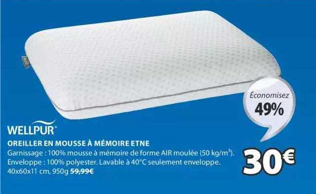 Oreiller En Mousse à Mémoire Etne Wellpur