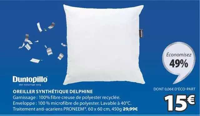 oreiller synthétique delphine dunlopillo