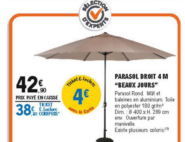 parasol droit 4 m "beaux jours"