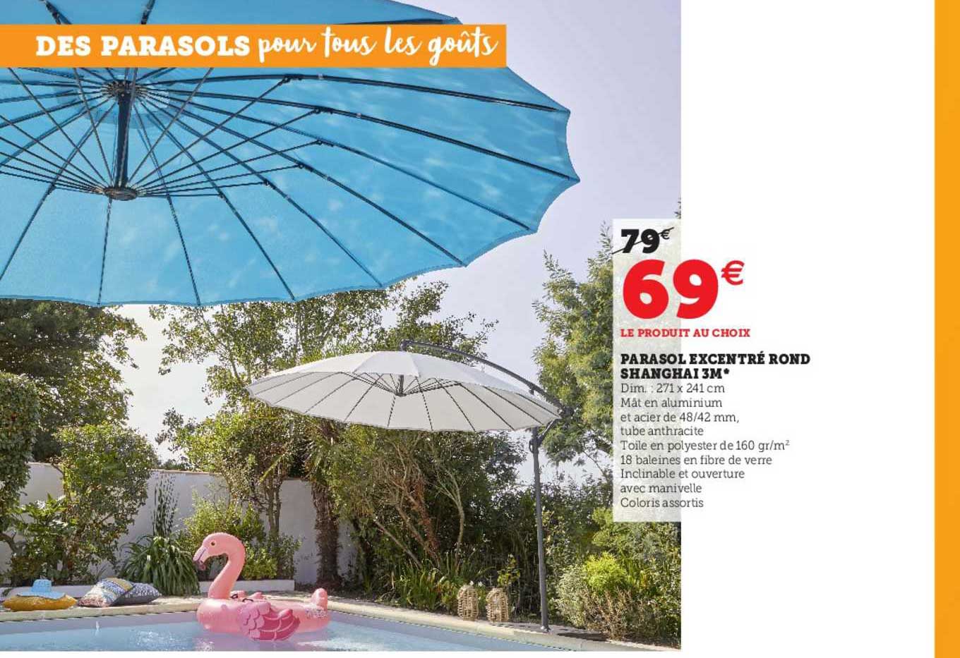 parasol excentré rond shanghai 3m