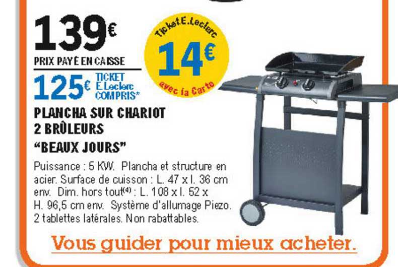 plancha sur chariot 2 brûleurs "beaux jours"