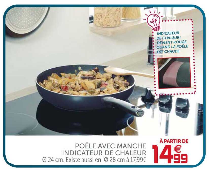 poêle avec manche indicateur de chaleur