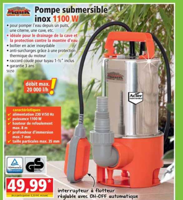 pompe submersible inox 1100 w