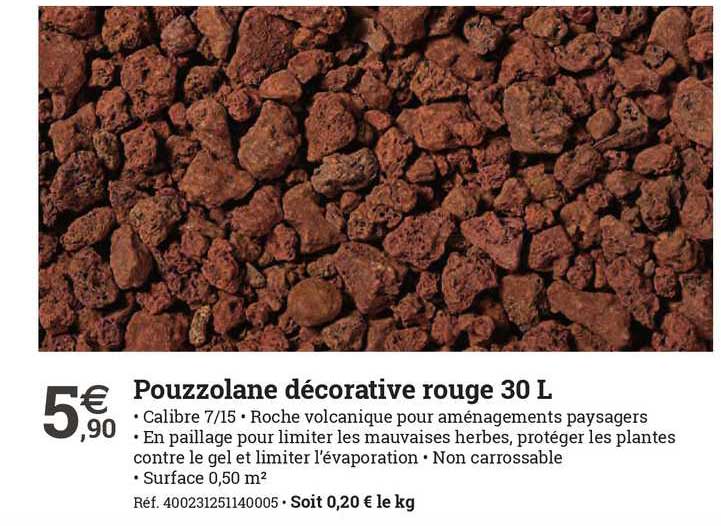 pouzzolane décorative rouge 30 l