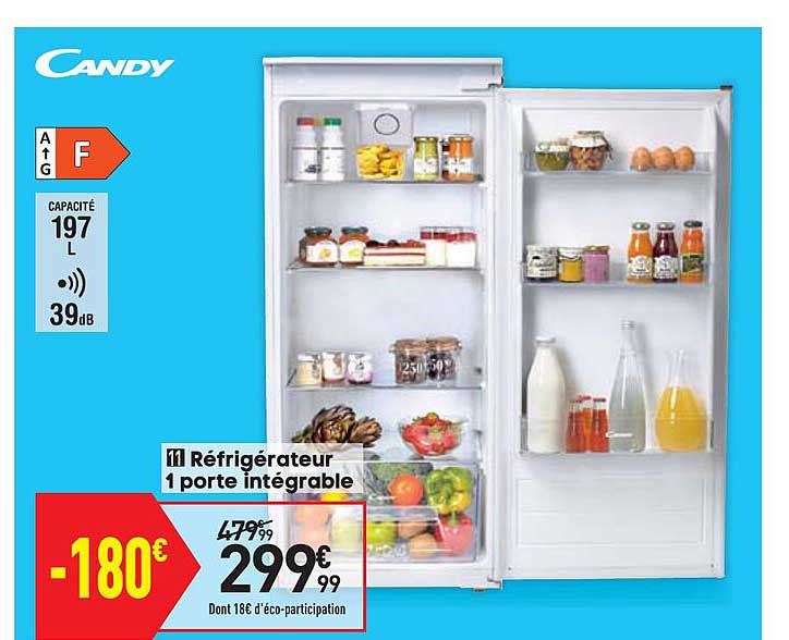 Réfrigérateur 1 Porte Intétrable Candy