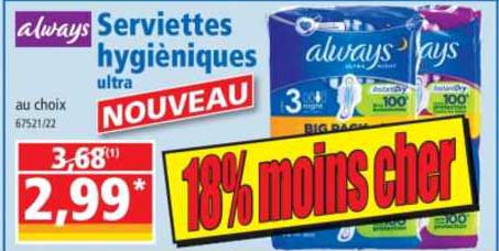 serviettes hygiéniques always