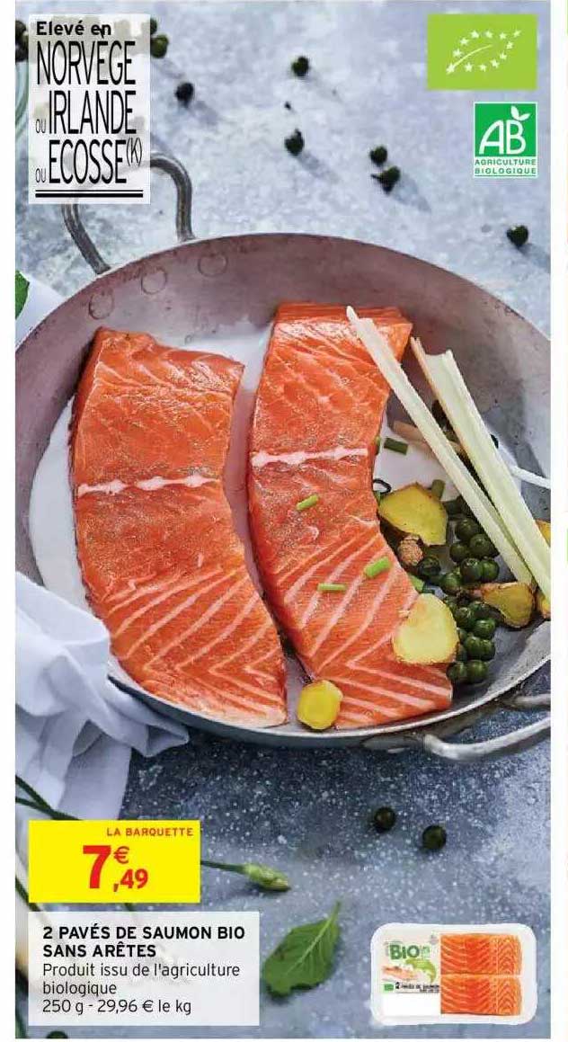 2 pavés de saumon bio sans arêtes