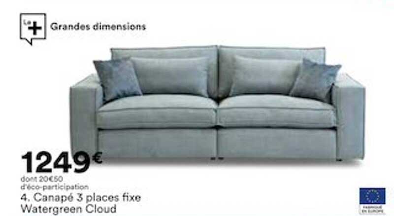 canapé 3 places fixe watergreen cloud